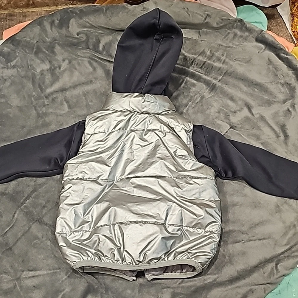 F RBX Active infant insulated hooded zip up jacket 12mo. Dark grey, cute, warm